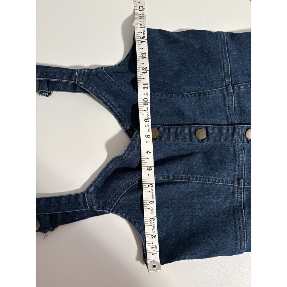 Denim Button Front Mini Dress | Sleeveless Jean Dress Adjustable Strap Casual - Picture 4 of 6